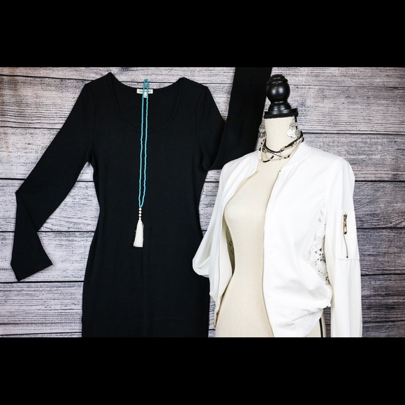 White Flower Open Lace Back Bomber - Picture 8 of 8